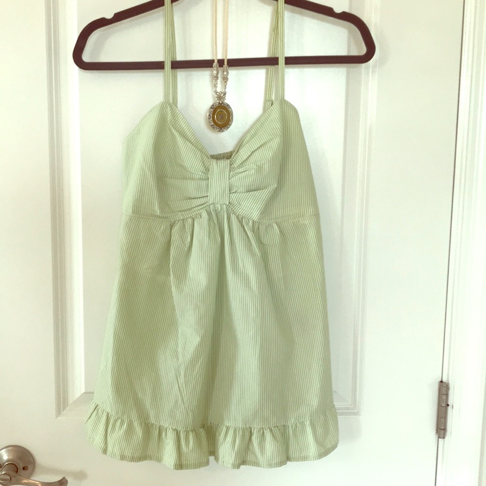 Cute Mint Green Striped Tank